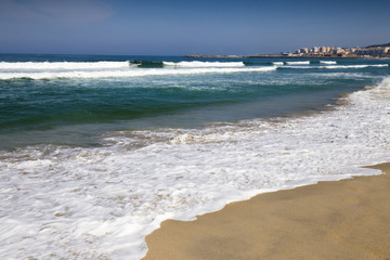 On a beach by the water of the sea, Atlantic Ocean.