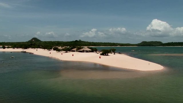 General shot of beautiful sandy beach of Love Island at Alter do Chao, state of Para, Brazil