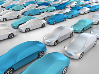 Obraz premium viele parkende Neuwagen