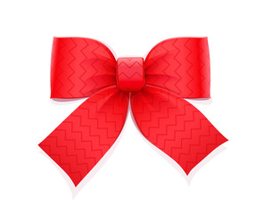 Red bow. Decorative element for gift. Isolated white background.