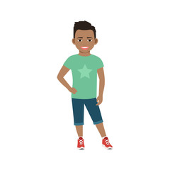 Happy relaxed black boy