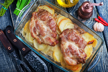 baked meat with potato