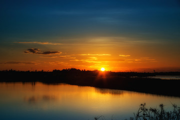 Sunset nature background.