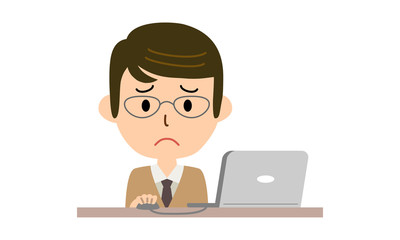 ノートパソコンを操作する男性