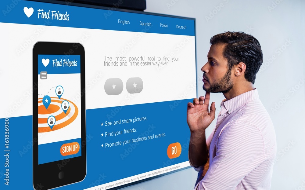Poster composite 3d image of interface of chat application