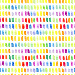 Hand painted abstract seamless pattern. Rainbow watercolor blots and stains.