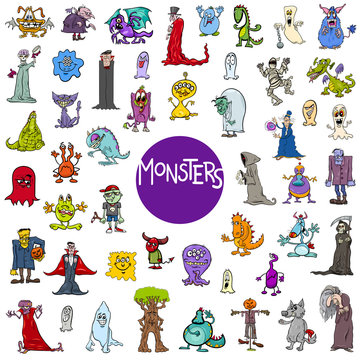 cartoon monster characters big set