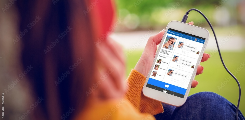Poster composite 3d image of interface of chat application