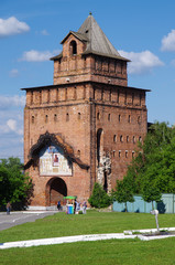 KOLOMNA, RUSSIA - June, 2017: Pyatnitskie gate is the main entrance to the Kolomna Kremlin