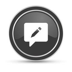 Schwarzer Button - Sprechblase mit Stift