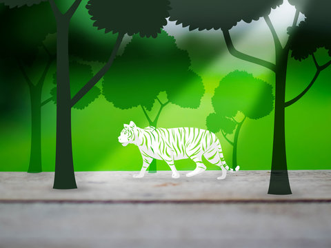 tiger in wood