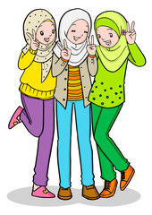 Three young muslim girl