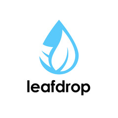 Abstract blue water drop and leaf logo icon. Vector illustration.