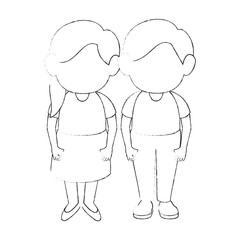 girl and boy stand up icon vector illustration graphic design