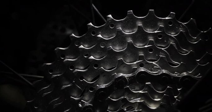 Detail view on a gear system of a racing bike, Bicycle shop