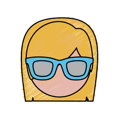 woman face with glasses icon over white background colorful design vector illustration