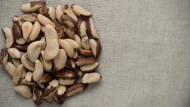The brazil nut rotates on the turntable.