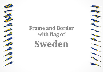 Frame and border with flag of Sweden. 3d illustration