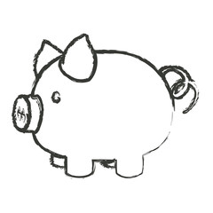 monochrome blurred silhouette of piggy bank vector illustration