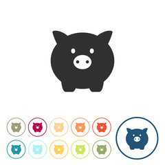 Runde Schaltflächen - Schwein - Sparschwein - Ferkel