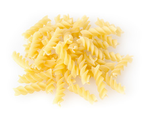 Fusilli pasta isolated on white background