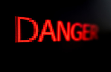Danger word on black background