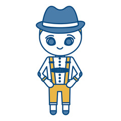 man with bavarian costume icon over white background vector illustration