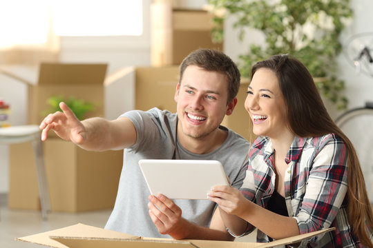 Couple planning furniture relocation
