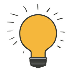 colorful silhouette of light bulb idea icon with thin contour vector illustration