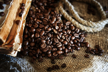 coffee bean on textile background