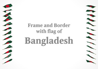 Frame and border with flag of Bangladesh. 3d illustration