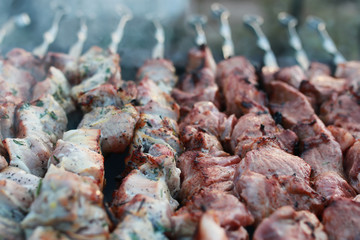 cooking barbecue on nature