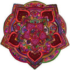 Colored mandal on the white background.Vector