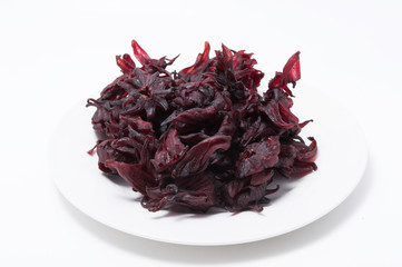 Obraz premium red rosella fruit isolated on white background