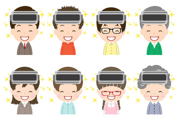 Naklejka premium VRセット 顔出し 笑顔