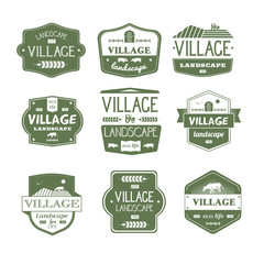 Village Life - vintage vector set of logos