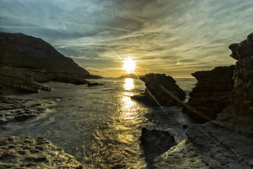 landscape at the sunset