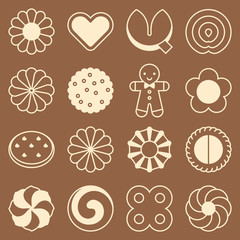 cookie, cracker and biscuit, silhouette icon collection set 3/3