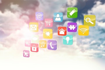 Composite 3d image of colourful computer applications