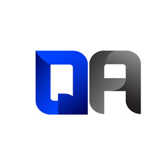 Modern Simple Initial Logo Vector Blue Grey QA