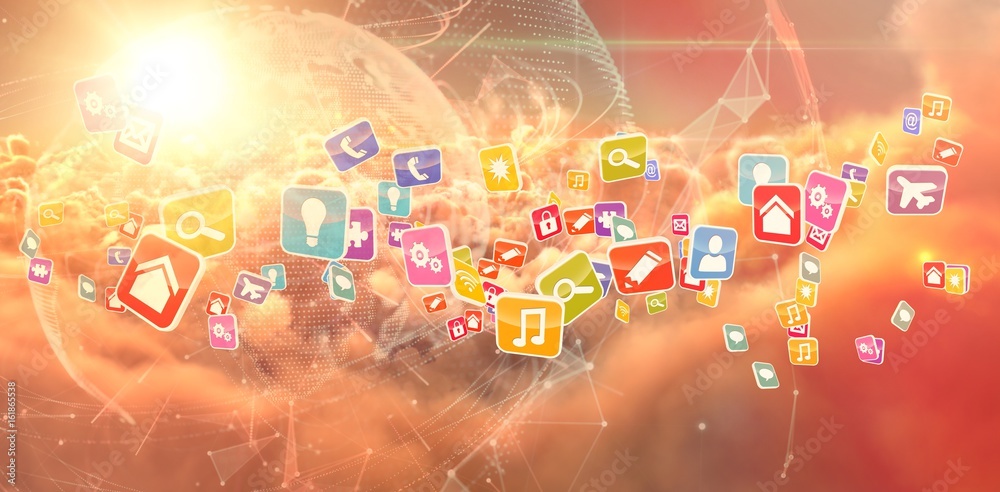 Poster composite 3d image of colourful computer applications