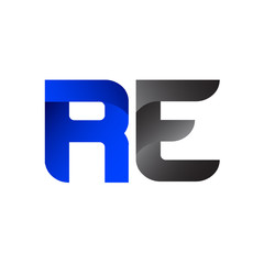 Modern Simple Initial Logo Vector Blue Grey RE