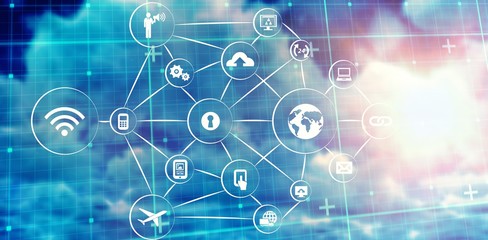 Composite 3d image of smartphone apps icons