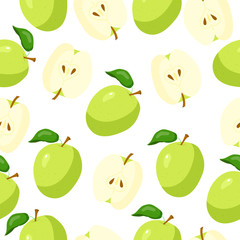 Seamless pattern with hand drawn cartoon style apples.