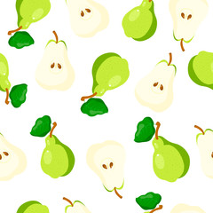 Seamlesss pattern with hand drawn cartoon style pears.
