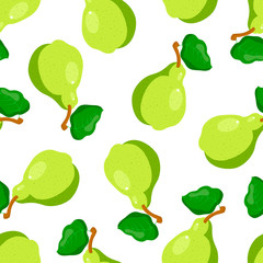 Seamlesss pattern with hand drawn cartoon style pears.
