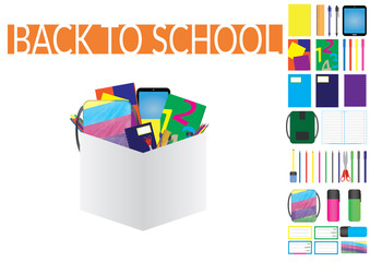 Back to school - School supplies set and ellements