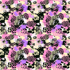 Leopard exotic cat seamless pattern. © OlgaLIS