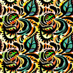 Seamless watercolor textile doodle pattern grunge texture