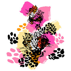 Leopard exotic wild cat  pattern. © OlgaLIS